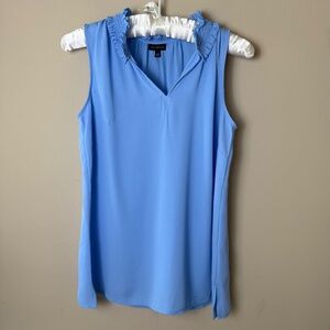 NEW Talbots Sleeveless Tank Top Shirt Blouse Womens XS Extra Small Blue Smocked
